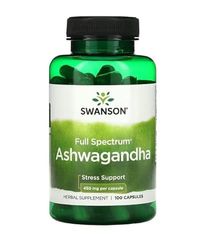 Swanson Full Spectrum Ashwagandha 450mg - 100 Cápsulas | Suplemento Adaptógeno Premium para el Alivio del Estrés, la Ansiedad y el Estado de Ánimo