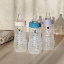 Easy Active babyfles versierd - 330 ml - lila - X-flow speen