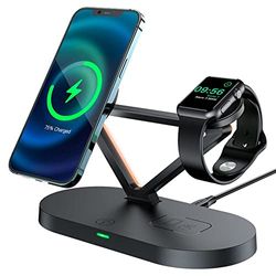 Acefast Qi 3in1 wireless charger E9 15W, MagSafe (black)