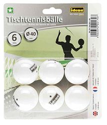 Idena 7440021 - Balles de tennis de table 6 pièces en blanc, diamètre 40 mm selon les directives de compétition de l'ITTF, qualité 1 étoile, pour club, loisirs et hobby