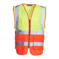 Blackrock Amarillo y Rojo Premium Hi Visest chaleco con bolsillos, bolsa de identificación y Key Loop Reflective High Visests con cremallera de seguridad chaleco de seguridad Ropa de Seguridad EN Cert