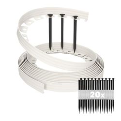 Gardenix LineBorder - Bordure de Gazon Flexible - en Plastique - 20 piquets - Longueur : 10 m - Hauteur : 4 cm - Gris Clair