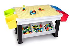 Eddy Toys Jeu de Construction de 300 Pièces - Table : 48 x 35 x 31 Cm - 291 Briques - Rangement - Plastique - à Partir de 3 Ans
