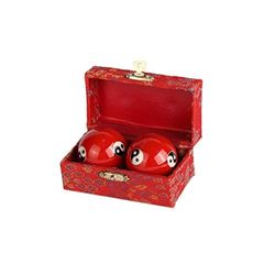 lachineuse - Qi Gong Yin Yang ballenset - Chinese anti-stress ballen van email ø 40 mm - Gezondheidsballen - Zen ontspanning geschenkdoos - Aziatisch object Japan China Feng Shui - Kleur: rood