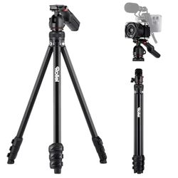 Tripode Camara de Viaje 152cm, Rollei Compact Creator Trípode de Aluminio Ligero y Portátil Tripod con Soporte Integrado para Smartphone y Control Remoto para DSLR y Móvil, Trípode-Cámara-Viaje-Tripod