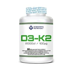 Scientiffic Nutrition - Vitamina D3 y K2 con Aceite de Oliva Virgen Extra para una Mejor Absorción y Alta Biodisponibilidad, Fortalece los huesos, Vitamina D3 2000ui + K2 100µg - 60 perlas