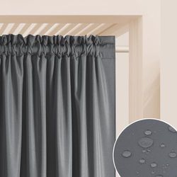ROOM99 Utomhusgardiner med veckband Garden Line 155 x 220 cm bred x höjd utomhusgardin väderbeständigt vattentätt insynsskydd solskydd gardiner trädgård vindtätt mörkgrå, 1 st