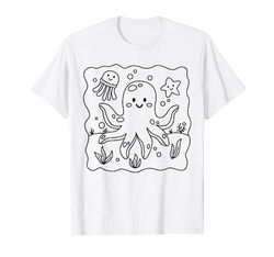 Pulpo lindo pulpo para pintar y colorear para niños Camiseta