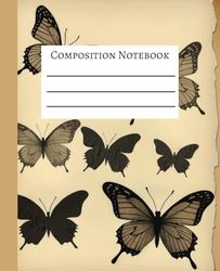 Composition Notebook: Vintage Butterfly Pattern: College Ruled | 7.5" x 9.25" | 120 Pages | Perfect for School and Work