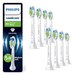 Philips Sonicare W2 Optimal White - Têtes de brosse à dents de rechange d'origine, blanc, lot de 8, HX6068/87