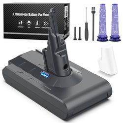 Keenstone 6500mAh Batterie pour Dyson V8 SV10 - Compatible avec V8 Absolute Fluffy Animal Plus Motorhead Aspirateur - 2 Filtres, Tournevis et Vis Inclus, 21,6V