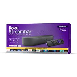 Roku Streambar | Reproductor multimedia y barra de sonido en streaming 4K/HDR todo en uno | Funciona solo en Alemania | Bluetooth | con TV, negro