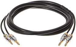 Amazon Basics Câble d'enceinte 16AWG avec embouts banane plaqués or (4 mm) - CL2 - 99,9 % sans oxygène - 6 Feet, NoirAuxiliaire, Auxiliaire, 1.8 m