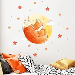 Ambiance Sticker Väggdekoration barn - Dream Fox - väggklistermärke för barnrum | H30 x B 40 cm
