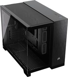 CORSAIR 2500X Pequeña-Torre mATX Caja de PC de Doble Cámara - Cristal Templado Panorámico - Conexión Inversa Compatible con Placa Base - Sin Ventiladores Incluidos - Negro/Aluminio Obsidiana