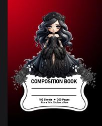 Gothic Composition Notebook: Gothic Girl, Goth, Moody, Vintage, Roses