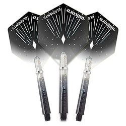 Unicorn Dart Shafts & Flights Set | Gripper 4 Elements Icestorm Combo Pack | Durable Polycarbonate | Two-Tone Black Gradient with Infused Specks | Long 41mm | 3 Stems & Flights