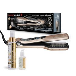 Demeliss, TITANIUM, Lisseur Vapeur + 1 Soin KERA-PROTEIN 100ml, Nourissant et protecteur + 1 Sérum ELIXIR de Brillance 50ml aux Protéines de Soie après Coiffage