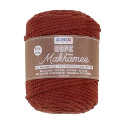 Glorex 5 1007 22-Corda macramè 5 mm, 500 g, Terracotta, Lunghezza 85 m, Filato Morbidissimo in 60% Cotone, 40% Viscosa, per Uncinetto, Maglia, Tatting e Design Tessile, Colore