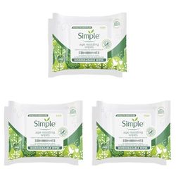 Simple Regeneration Age Resisting Biodegradable Facial Wipes remove make-up and fights premature ageing for sensitive skin 20 wipes,package may vary (Pack of 3)