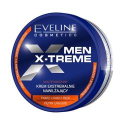 Eveline Cosmetics Men X-Treme Multi-Functional Extreme Moisturizing Cream, Lightweight Formula, 24-Hour Hydration with Avocado Oil & Silk Extract, 200 ML