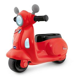 Chicco Vespa Primavera, motociclistas para crianças, brinquedo para crianças com painel eletrónico, luz, som e rodas, estabilizadores removíveis para crianças dos 1 aos 3 anos, máximo. 20 kg, vermelho