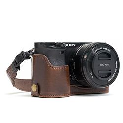 MegaGear Ever Ready MG961 - Capa de couro com correia para câmara Sony Alpha A6300 e A6000, cor castanho escuro