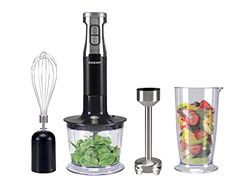 BEPER P102FRU150 Immersion Blender Set 4in1, 600W, Blender 4 Steel Blades, Food processor 500 ml, Whisk, Graduated beaker 700 ml, Turbo function, Black