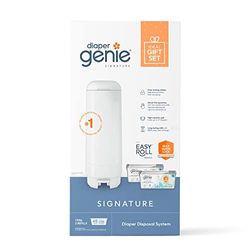 Diaper Genie Signature Gift Set | Includes Easy Roll Refill with 48 Bags | Holds Up to 2256 Newborn Diapers