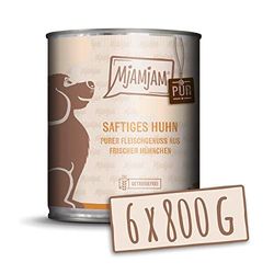MjAMjAM - Cibo umido premium per cani - puro pollo succoso, confezione da 6 (6 x 800 g), senza cereali con carne extra
