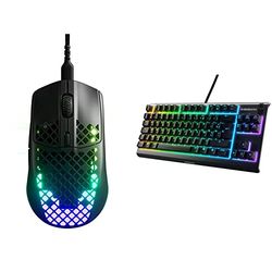 SteelSeries Aerox 3 Onyx (2022) - Souris de Jeu Super légère - Capteur Optique TrueMove Core de 8 500 CPI - 59 g & Apex 3 TKL RVB Clavier Gaming - Facteur de Forme Esports Compact sans Pavé Numérique