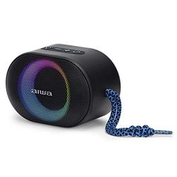 Aiwa BST-330BL - Altavoz TWS Bluetooth Compacto, Duradero y Potente con tecnología Hyperbass, (10W de Potencia. Iluminación RGB, Lector de Tarjetas, Resistente al Agua). Color: Azul