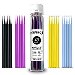 SD COLORS STICKS SWABS 24 PIECES AUTOMOTIVE PAINTWORK CAR DETAILING REPAIR FOR SCRATCHES STONE CHIPS TOUCH UP MICRO BRUSH 1.2mm 1.5mm 2.0mm 2.5mm