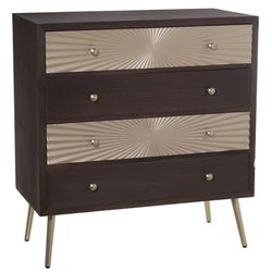 Alexandra House Living Cómoda Dorado Madera 80 x 40 x 86 cm