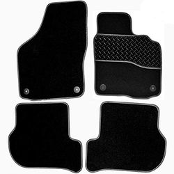 Sakura DD0787GY Tailored Car Mats, Black with Rubber Heelpad - Grey Trim
