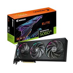 Gigabyte AORUS GeForce RTX 5060 Ti Elite 16G Carte Graphique – 16 Go GDDR7, 128 Bits, PCI-E 5.0, 2722 MHz Fréquence du processeur, 3 x DisplayPort, 1 x HDMI, GV-N506TAORUS E-16GD