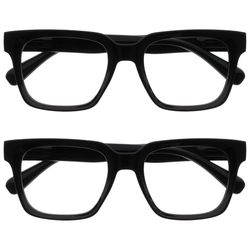 OPULIZERA Blue Light Blocking Reading Glasses - Anti-Reflective and Anti-Glare - 2 Pack Readers - UV400 Protection - Oversized Frame - Computer and Screen Glasses - Black - Men Women - +3.00