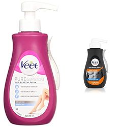 Veet Hair Removal Cream for Sensitive Skin, 400 ml and Men Hair Removal Cream Chest & Body 400ml