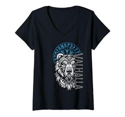 Mujer Valhalla & Viking Brújula - Diseño de oso nórdico Camiseta Cuello V