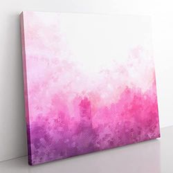 Pink Fog Over the City Painting Modern Canvas Wall Art Print Ready to Hang, Framed Picture for Living Room Bedroom Home Office Décor, 50x50 cm (20x20 Inch)