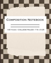 Professional looking Checkered Pattern Composition Notebook: 140 pages, college ruled, 7.5 x 9.25