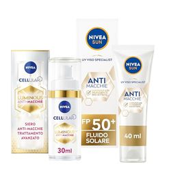 NIVEA Cofanetto Set Skincare Luminous630 con Siero Viso Trattamento Avanzato 30 ml e Crema Solare Viso 50+ Anti-Macchie 40 ml per il trattamento completo delle macchie – Kit Esclusiva Amazon