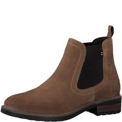 s.Oliver Chelsea Boots voor dames van leer met blokhak, cognac, 42 EU