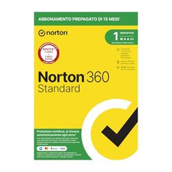 Norton 360 Standard 2024, Antivirus per 1 dispositivo, Licenza di 15 mesi con rinnovo automatico, PC, Mac, tablet e smartphone