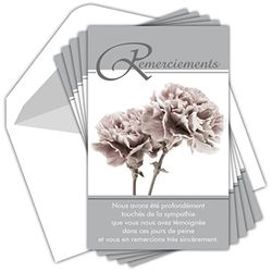 Afie Pack of 5 Thank You Cards with Sympathy Flowers and Carnations Grey Death of Grief Made in France