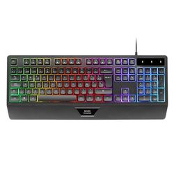 Mars Gaming MK124, Tastiera Ergonomica H-Mech, Poggiapolsi Integrato, Illuminazione FRGB Rainbow, Tastiera Gaming Antighosting Avanzata, Tastiera PC Completa Multiplatforma, Lingua Francese, Nero