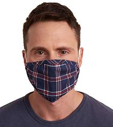 Hatley Unisex Double Layer Face Mask With Ear Elastic Fashion Scarf, Navy Plaid, 1 Count (Pack of 1)