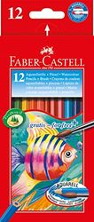 Faber-Castell 114413 - Estojo de cartão com 12 ecolápis aguarela de cores e pincel, multicolor