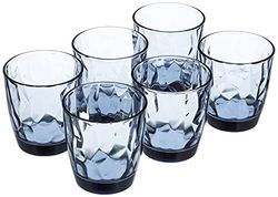 Bormioli Rocco Set van 6 glazen, diamond, water, 30,5 cl. blauw