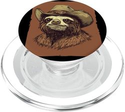 Bonito disfraz de cara de perezoso con sombrero de vaquero para los amantes de los perezosos PopSockets PopGrip para MagSafe